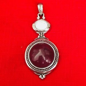 Lia Sophia Mother of Pearl and Red Jasper Pendant